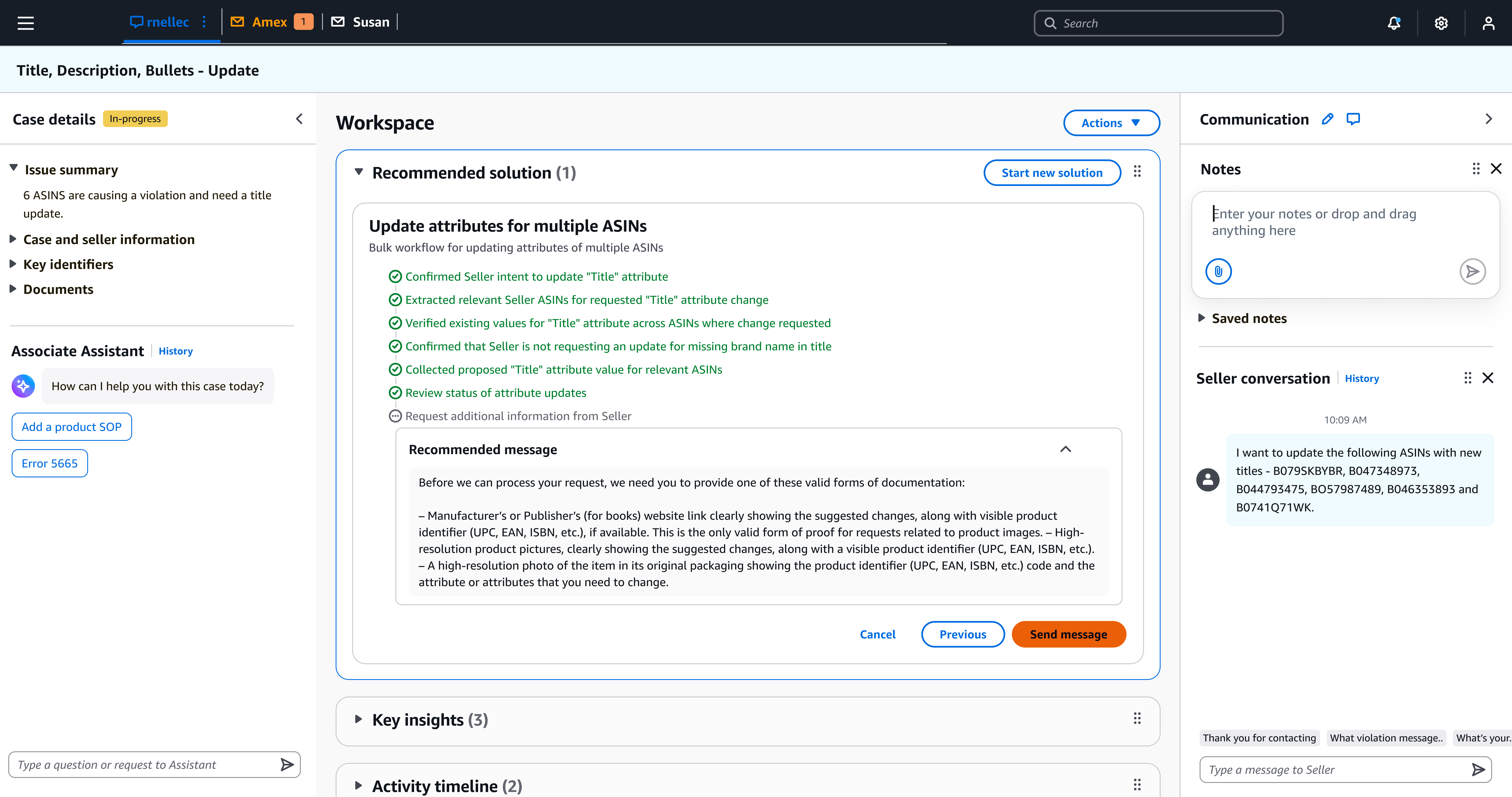 Actionable Insights Interface Demo