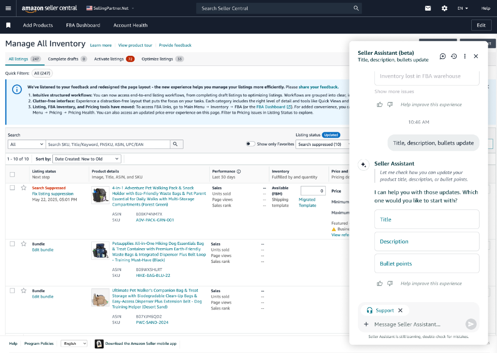 Attribute selection sequence