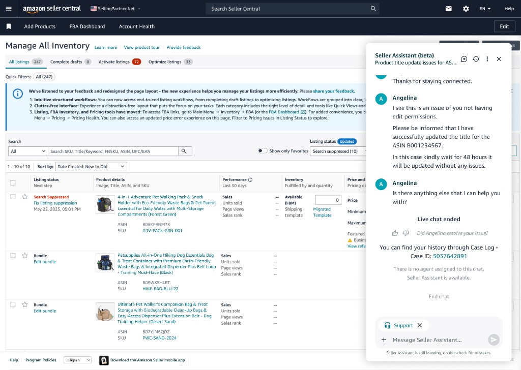 Resolution summary and Case ID view